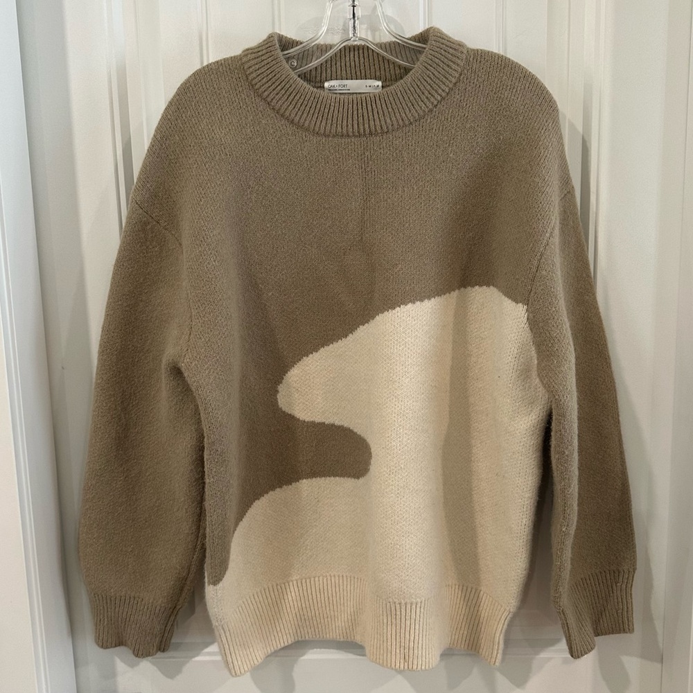 Oak & Fort Chunky Knit Oversized brown and cream Sweater
